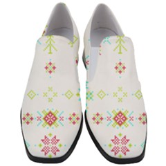 Christmas Cross Stitch Pattern Effect Holidays Symmetry Women Slip On Heel Loafers by Sarkoni