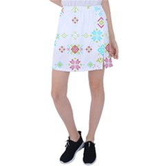 Christmas Cross Stitch Pattern Effect Holidays Symmetry Tennis Skirt by Sarkoni