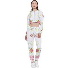 Christmas Cross Stitch Pattern Effect Holidays Symmetry Cropped Zip Up Lounge Set by Sarkoni