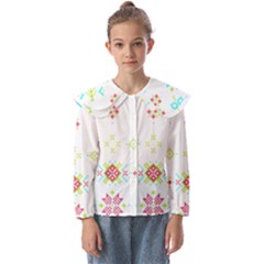 Christmas Cross Stitch Pattern Effect Holidays Symmetry Kids  Peter Pan Collar Blouse by Sarkoni