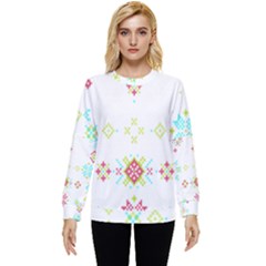 Christmas Cross Stitch Pattern Effect Holidays Symmetry Hidden Pocket Sweatshirt by Sarkoni