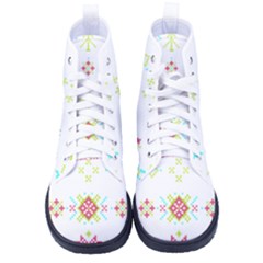 Christmas Cross Stitch Pattern Effect Holidays Symmetry Women s High-top Canvas Sneakers by Sarkoni