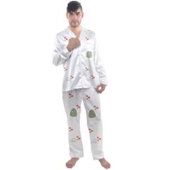 Avocado T- Shirtavocado Pattern T- Shirt Men s Long Sleeve Satin Pajamas Set