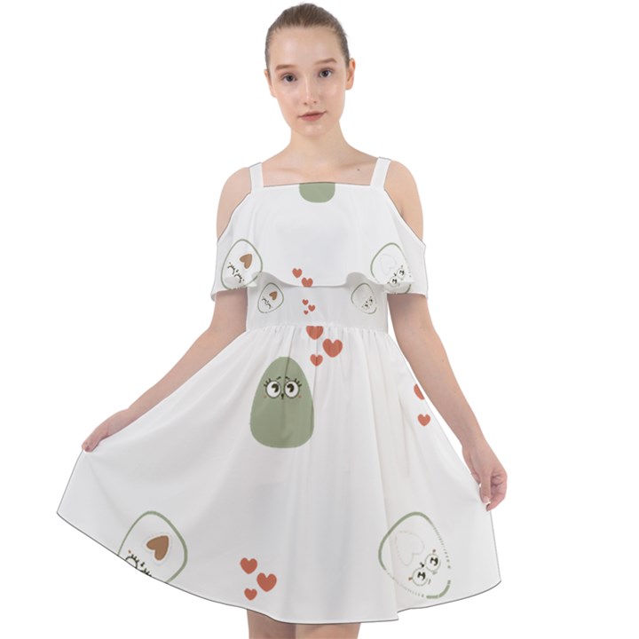 Avocado T- Shirtavocado Pattern T- Shirt Cut Out Shoulders Chiffon Dress