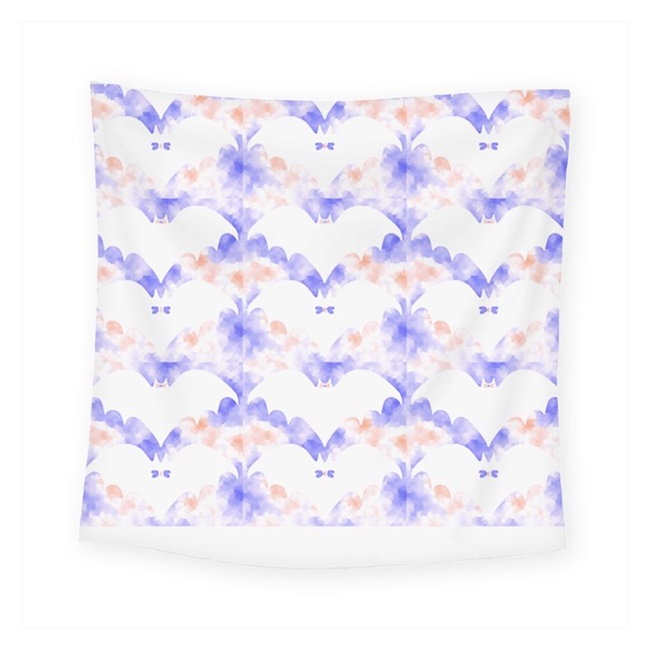 Bat Pattern T- Shirt Bats And Bows Blue Orange T- Shirt Square Tapestry (Small)