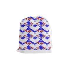 Bat Pattern T- Shirt White Bats And Bows Red Blue T- Shirt Drawstring Pouch (medium) by EnriqueJohnson