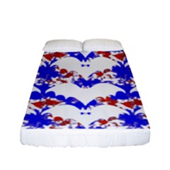 Bat Pattern T- Shirt White Bats And Bows Red Blue T- Shirt Fitted Sheet (full/ Double Size) by EnriqueJohnson