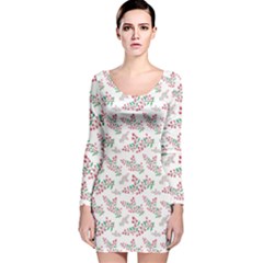 Christmas Shading Festivals Floral Pattern Long Sleeve Velvet Bodycon Dress by Sarkoni