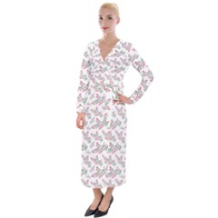 Christmas Shading Festivals Floral Pattern Velvet Maxi Wrap Dress by Sarkoni