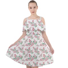 Christmas Shading Festivals Floral Pattern Cut Out Shoulders Chiffon Dress by Sarkoni