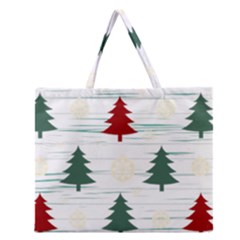 Christmas Tree Snowflake Pattern Zipper Large Tote Bag