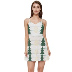 Christmas Tree Snowflake Pattern Short Frill Dress by Sarkoni