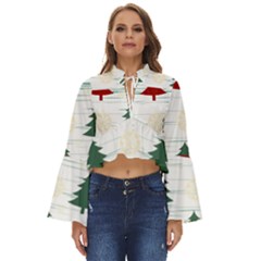 Christmas Tree Snowflake Pattern Boho Long Bell Sleeve Top by Sarkoni