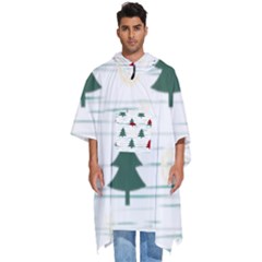 Christmas Tree Snowflake Pattern Men s Hooded Rain Ponchos