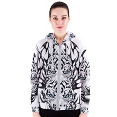 White And Black Tiger Women s Zipper Hoodie by Sarkoni