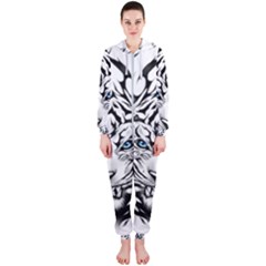 White And Black Tiger Hooded Jumpsuit (ladies) by Sarkoni