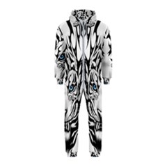 White And Black Tiger Hooded Jumpsuit (kids) by Sarkoni