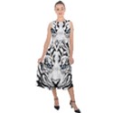 White And Black Tiger Midi Tie-Back Chiffon Dress View1