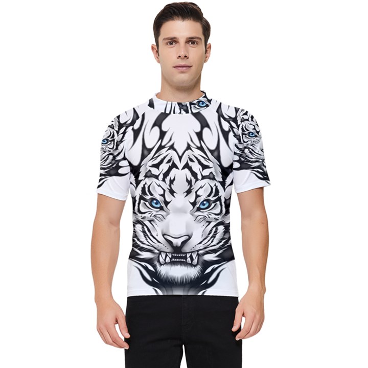 White And Black Tiger Men s Short Sleeve Rash Guard