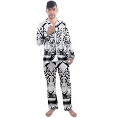 White And Black Tiger Men s Long Sleeve Satin Pajamas Set