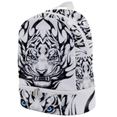 White And Black Tiger Zip Bottom Backpack by Sarkoni