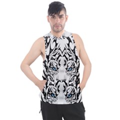 White And Black Tiger Men s Sleeveless Hoodie by Sarkoni