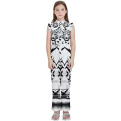 White And Black Tiger Kids  Sleeveless Ruffle Edge Band Collar Chiffon One Piece by Sarkoni