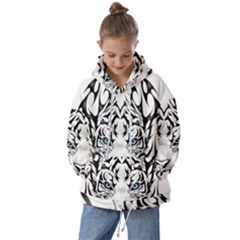 White And Black Tiger Kids  Oversized Hoodie by Sarkoni