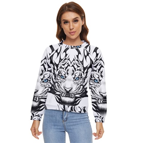 White And Black Tiger Women s Long Sleeve Raglan T-shirt by Sarkoni