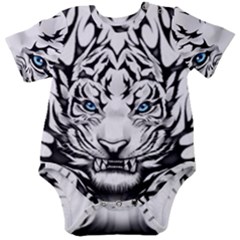 White And Black Tiger Baby Short Sleeve Bodysuit by Sarkoni