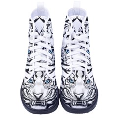 White And Black Tiger Men s High-top Canvas Sneakers by Sarkoni