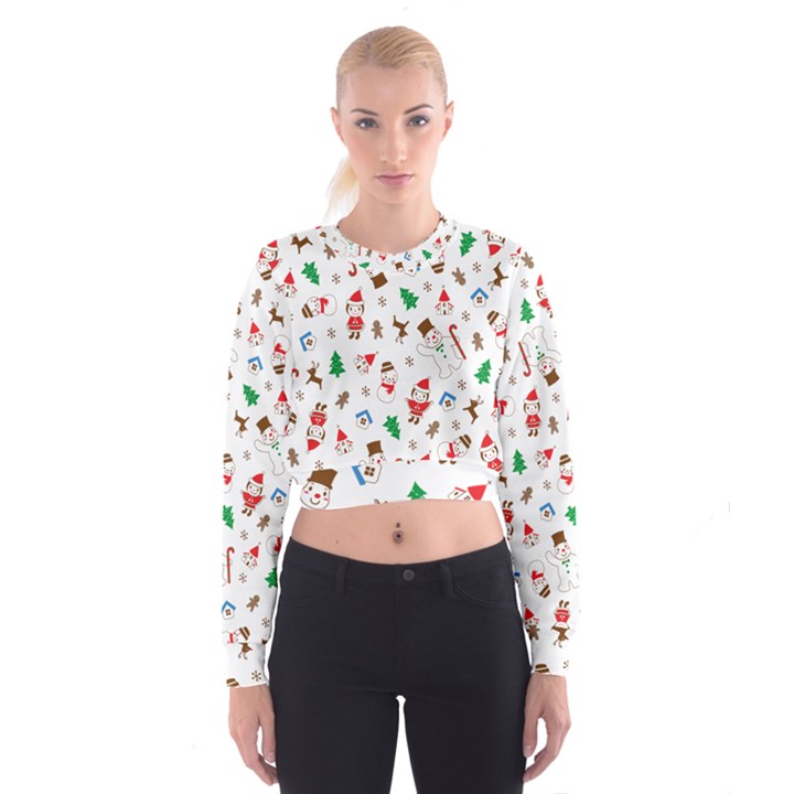 Christmas Santa Claus Pattern Cropped Sweatshirt