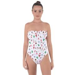 Christmas Santa Claus Pattern Tie Back One Piece Swimsuit by Sarkoni