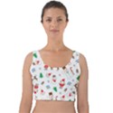 Christmas Santa Claus Pattern Velvet Crop Top View1