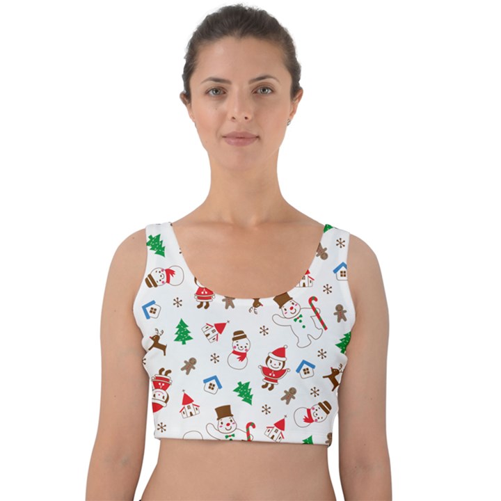 Christmas Santa Claus Pattern Velvet Crop Top