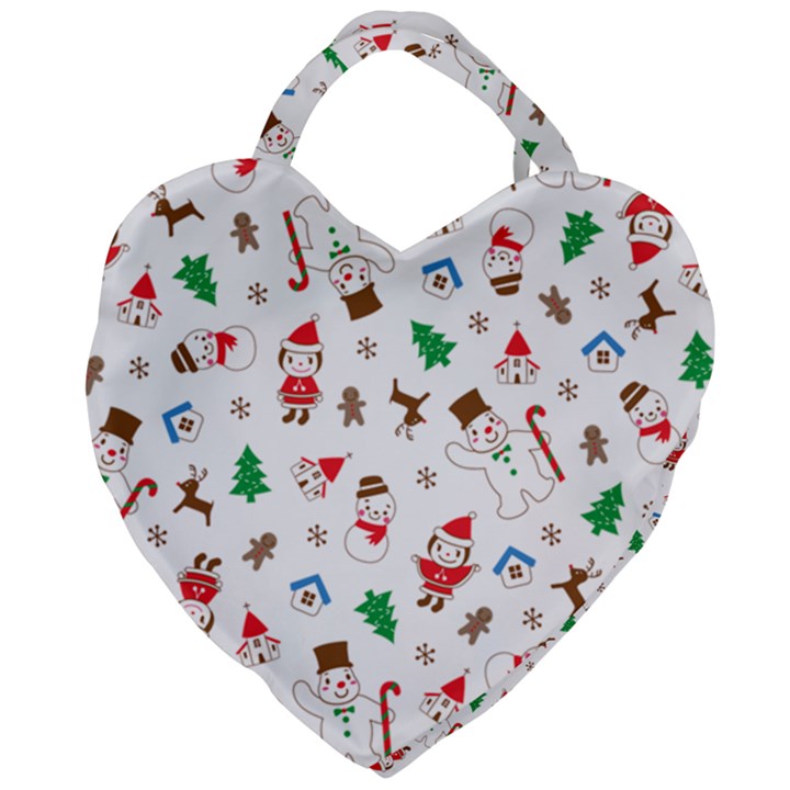 Christmas Santa Claus Pattern Giant Heart Shaped Tote