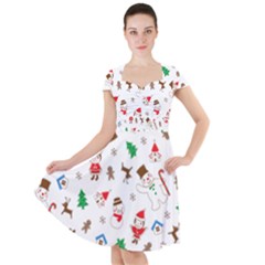 Christmas Santa Claus Pattern Cap Sleeve Midi Dress by Sarkoni