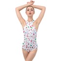 Christmas Santa Claus Pattern Cross Front Low Back Swimsuit View1