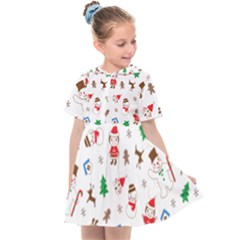 Christmas Santa Claus Pattern Kids  Sailor Dress by Sarkoni