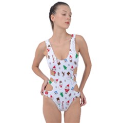 Christmas Santa Claus Pattern Side Cut Out Swimsuit by Sarkoni