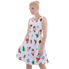 Christmas Santa Claus Pattern Knee Length Skater Dress by Sarkoni