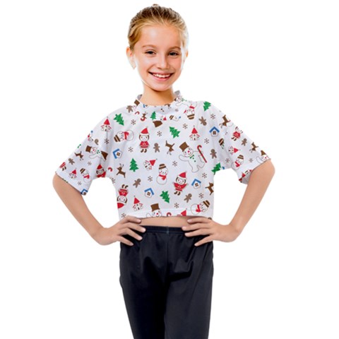 Christmas Santa Claus Pattern Kids Mock Neck T-shirt by Sarkoni