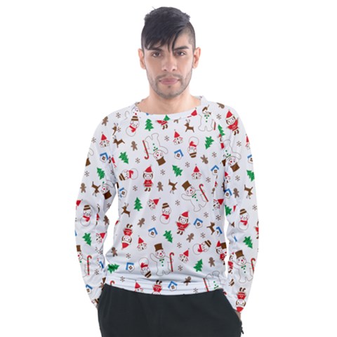 Christmas Santa Claus Pattern Men s Long Sleeve Raglan T-shirt by Sarkoni