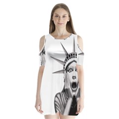 Funny Statue Of Liberty Parody Shoulder Cutout Velvet One Piece by Sarkoni