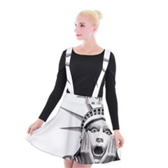 Funny Statue Of Liberty Parody Suspender Skater Skirt by Sarkoni