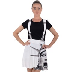 Funny Statue Of Liberty Parody Velvet Suspender Skater Skirt