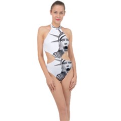 Funny Statue Of Liberty Parody Halter Side Cut Swimsuit