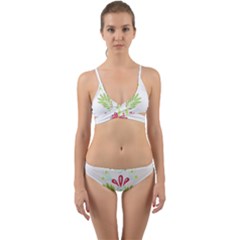 Batik T- Shirt Batik Flowers Pattern T- Shirt Wrap Around Bikini Set