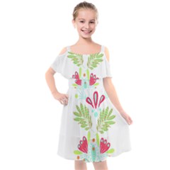 Batik T- Shirt Batik Flowers Pattern T- Shirt Kids  Cut Out Shoulders Chiffon Dress