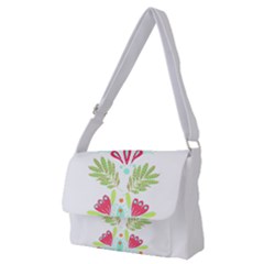 Batik T- Shirt Batik Flowers Pattern T- Shirt Full Print Messenger Bag (M)